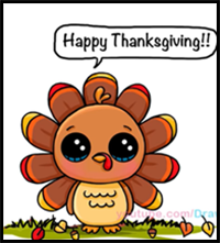 How to Draw a Cute Turkey Step by Step Easy Thanksgiving