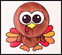 How to Draw a Cute Turkey