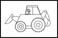 How to Draw a Backhoe Loader