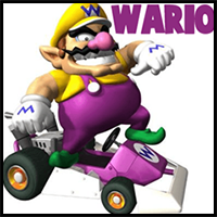 How to Draw Wario and Car from Wii Mario Kart Game Drawing Lesson