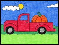 How to Draw a Pickup Truck Tutorial and Pickup Truck Coloring Page
