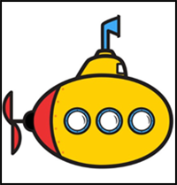 Learn How to Draw a Cartoon Submarine Easy Step by Step Drawing Tutorial for Kids