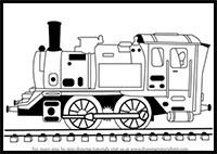 How to Draw Locomotive Steam Engine