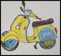 How to Draw Scooter in Easy Way Step by Step