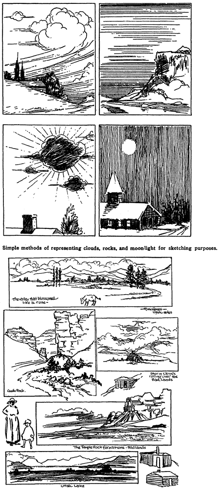 Simple Methods of Representing Clouds, Moonlight and Rocks