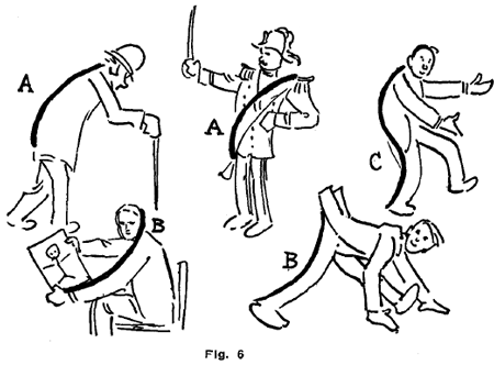 the curves on which the subjects are based are shown in heavy lines as keys to the original motif.