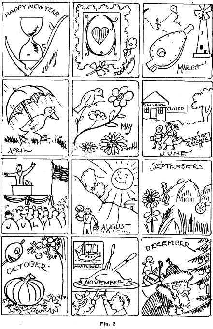 Illustrations of All of the months and holidays seasons