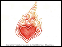 How to Draw a Heart with Flames