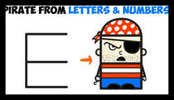 Learn How to Draw a Cute Cartoon Pirate from Uppercase Letter E Shape