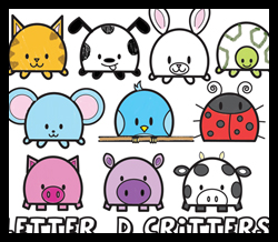 How to Draw Letter "D" Cartoon Critters - Super Easy Drawing Lesson for Kids