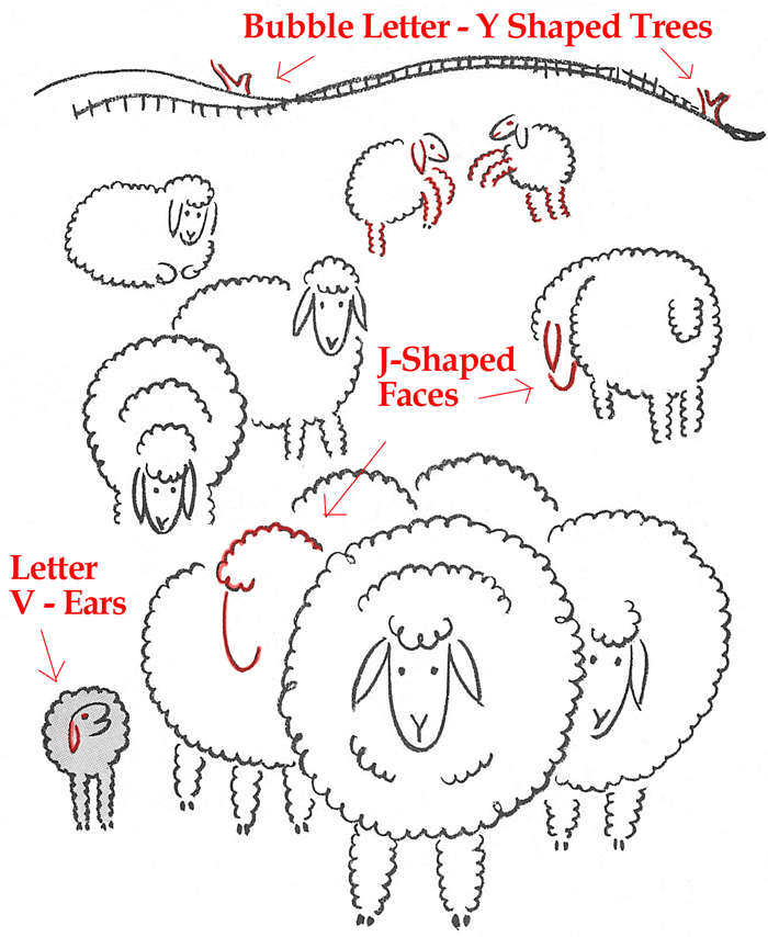 How to Draw Sheep Grazing in a Field Easy for Young Kids and 